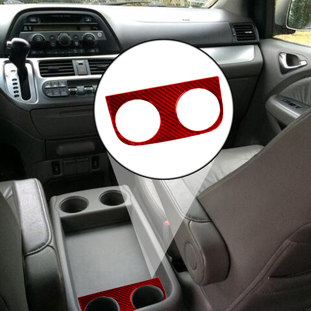 Red for Honda Odyssey Carbon Fiber Interior Rear Water Cupholder Cover Trim