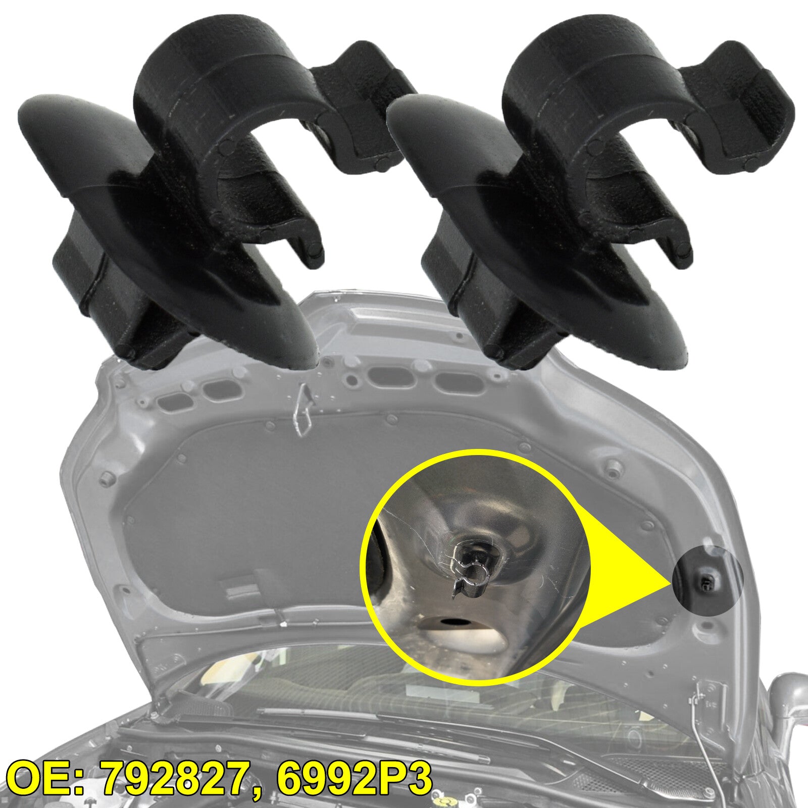 2 bonnet rod bonnet support clips for Citroen Berlingo C2 C3 C4 C5 AX