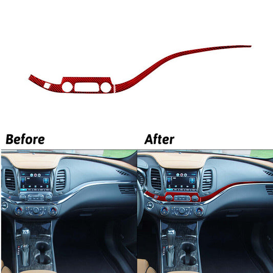 Red Center Control Button+Dashboard Trim Carbon Fiber for Chevy Impala 2014-2020