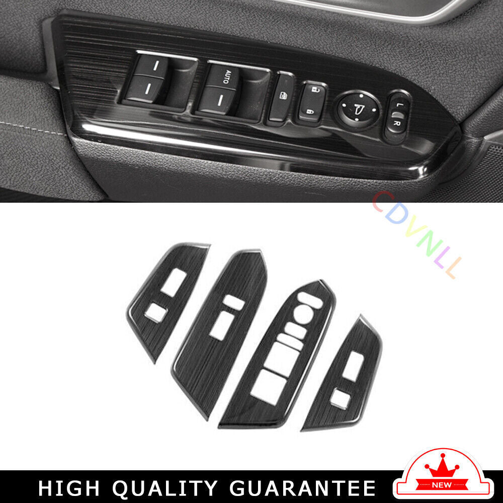 Glass Window Lifting Lock Panel Trim for Honda CRV CR-V 2017-2022 Black Titanium