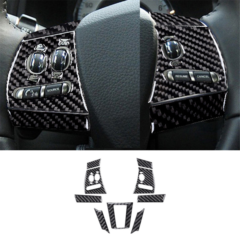 9X Carbon Fiber Interior Steering Wheel Decor Trim for Jaguar XF 2009-2011