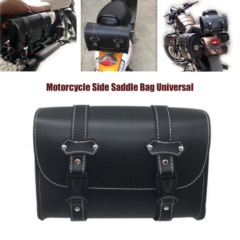 Black Motorcycle Saddle Bags Side Sissybar Tool Bag Handlebar Luggage Universal