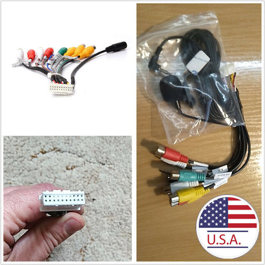 Car for SUV Stereo Radio RCA Output Wire Aux-in Adapter Cable 20 Pin +Mic Universal