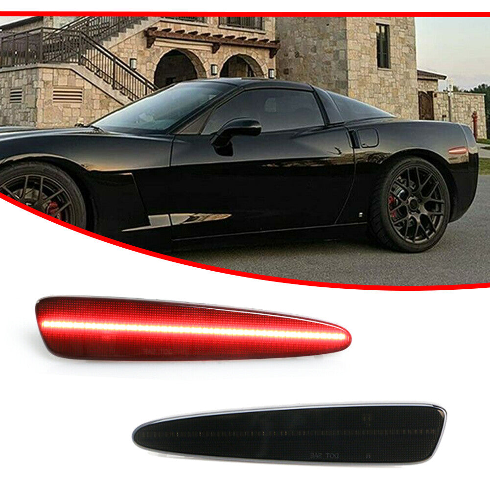 Red LED Rear Bumper Side Marker Lights 2-Piece Set for 2005-2013 for Chevrolet for Corvette C6