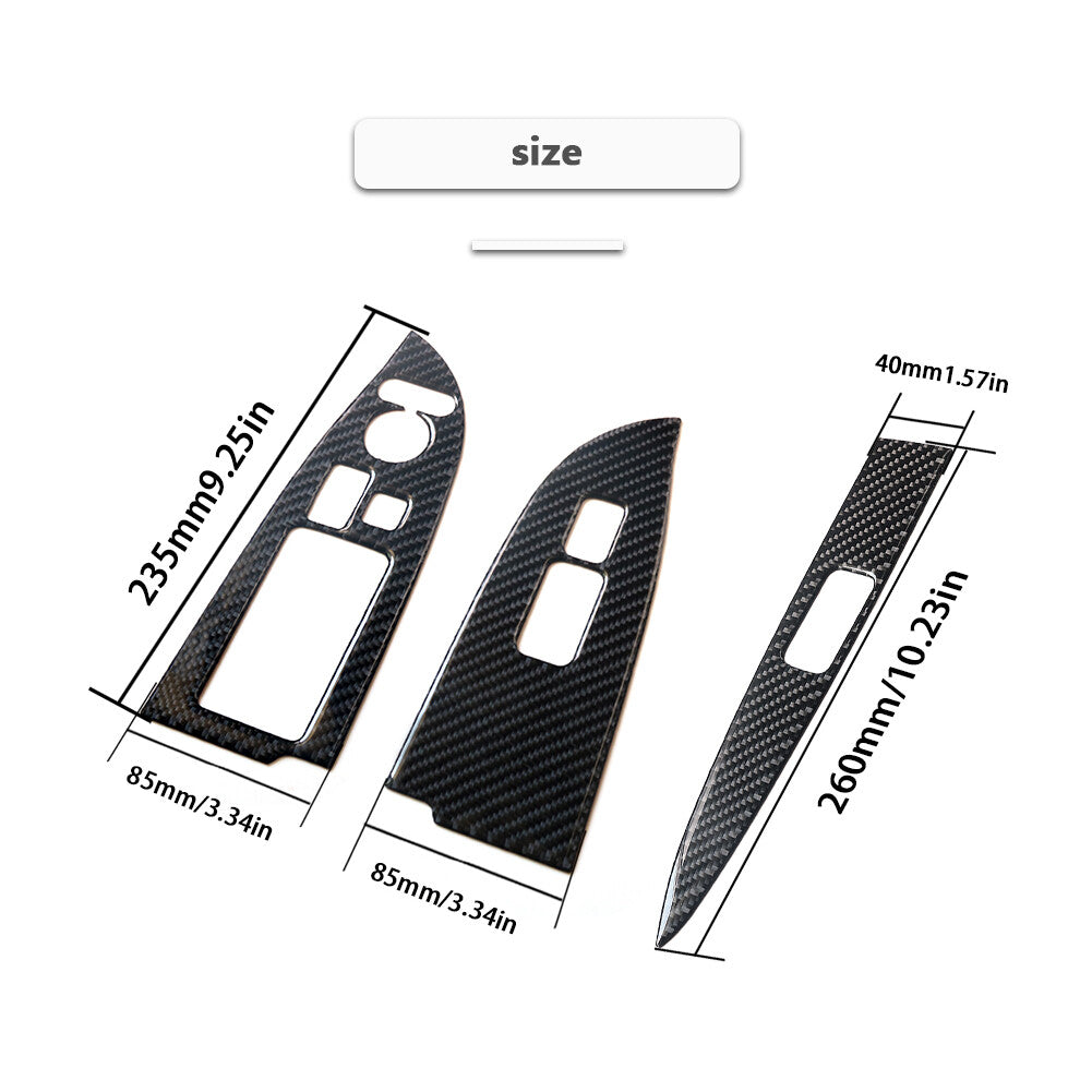 4x Carbon Fiber Window Lift Switch Panel Cover Trim for Honda Odyssey 2005-2010