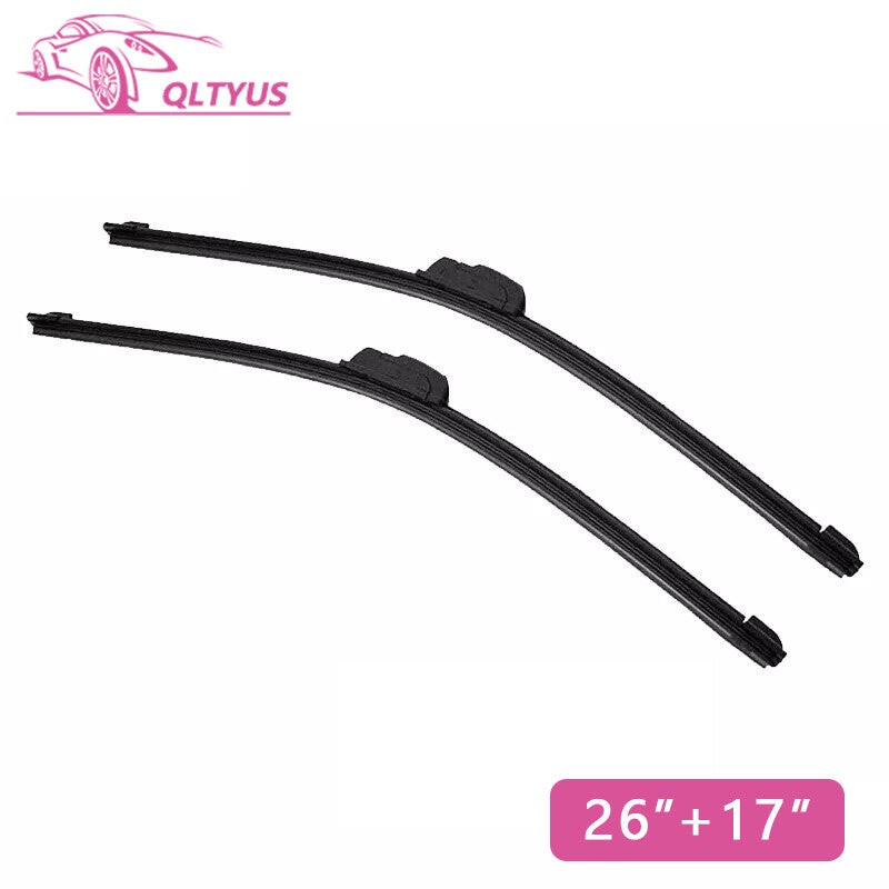 26 + 17 Front Windshield Wiper Blades J-hook Bracketless Frameless All-Seasons