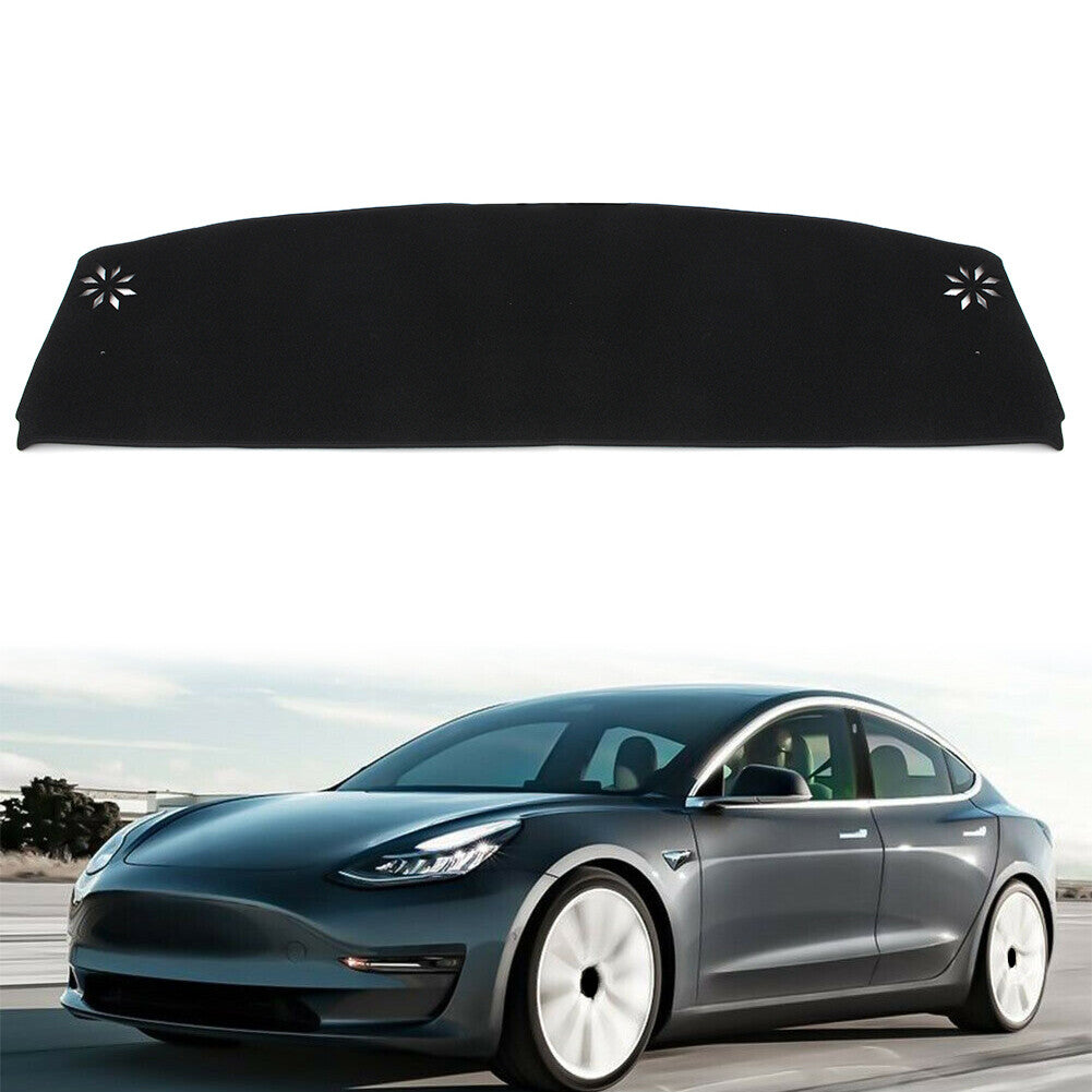 Dashboard Cover Instrument Panel Pad Polyester for Tesla Model 3 17-19 Black