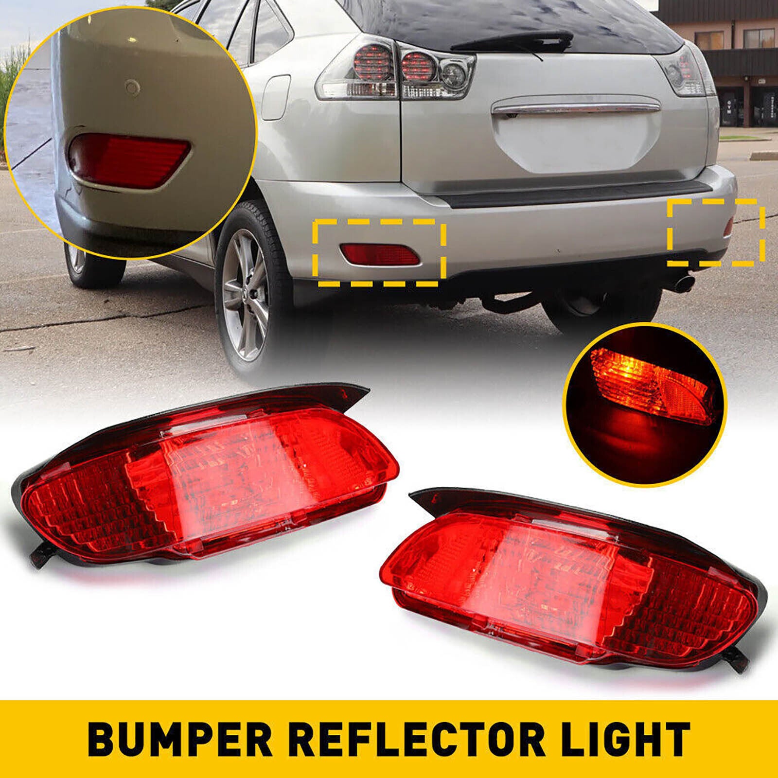 2PCS L+R Rear Bumper Reflector Light for Lexus RX350 2007-2009 81911-0E010
