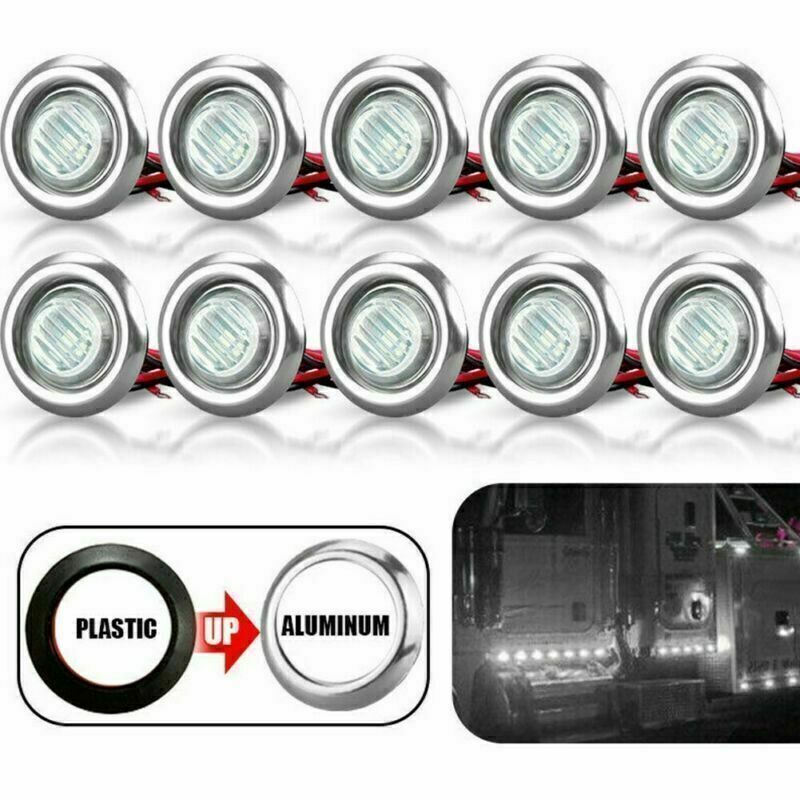 10X 3/4 Marker Light LED Truck Trailer RV Round Side Bullet Indicator 12V-24V