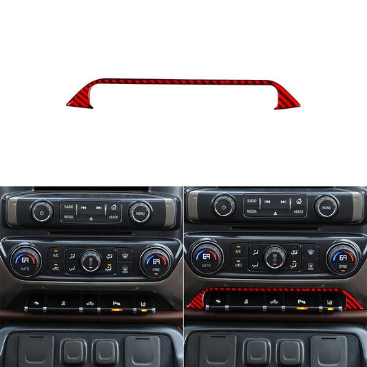 Red Carbon Fiber Below Center Console Trim For Silverado for GMC for SIERRA 2014-2018