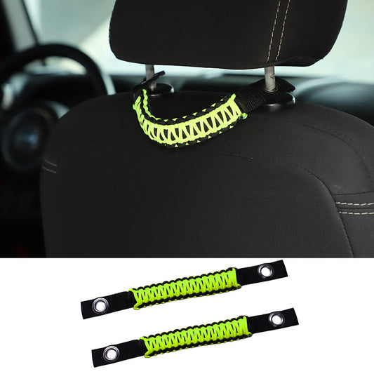 2¡ÁGreen Headrest Top Roll Bar Grab Handles Grip for Jeep for Wrangler YJ TJ JK JL JT