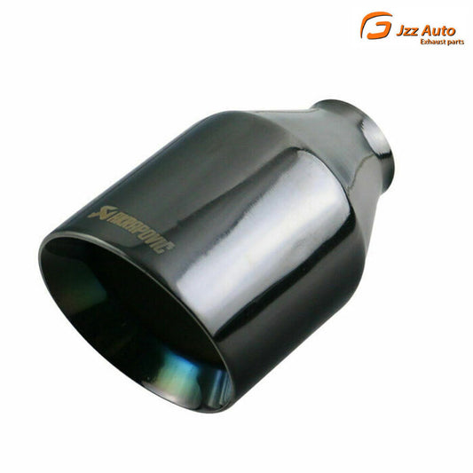 1PC Universal 2'' ID 4'' outlet Exhaust End Tips Muffler Black Tip Slant Tip