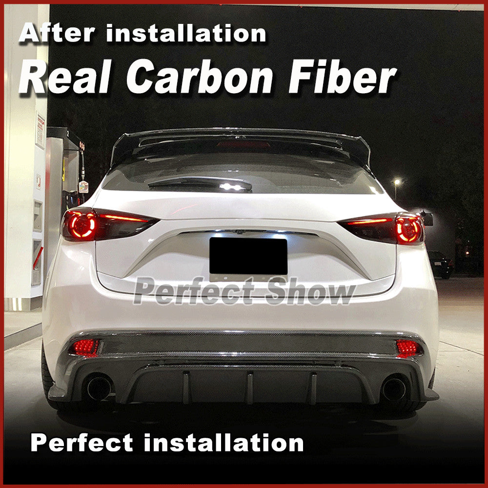 for Mazda 3 Axela Hatchback 2014-19 REAL Carbon Rear Tail Roof Spoiler Wing Lip
