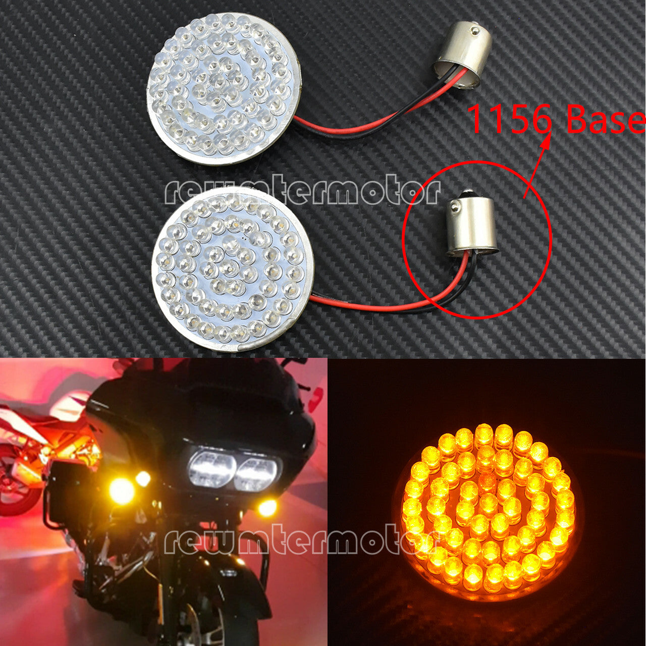2'' Yellow 1156 Bullet Turn Signal LED Light Fit for Harley Sportster XL Softail