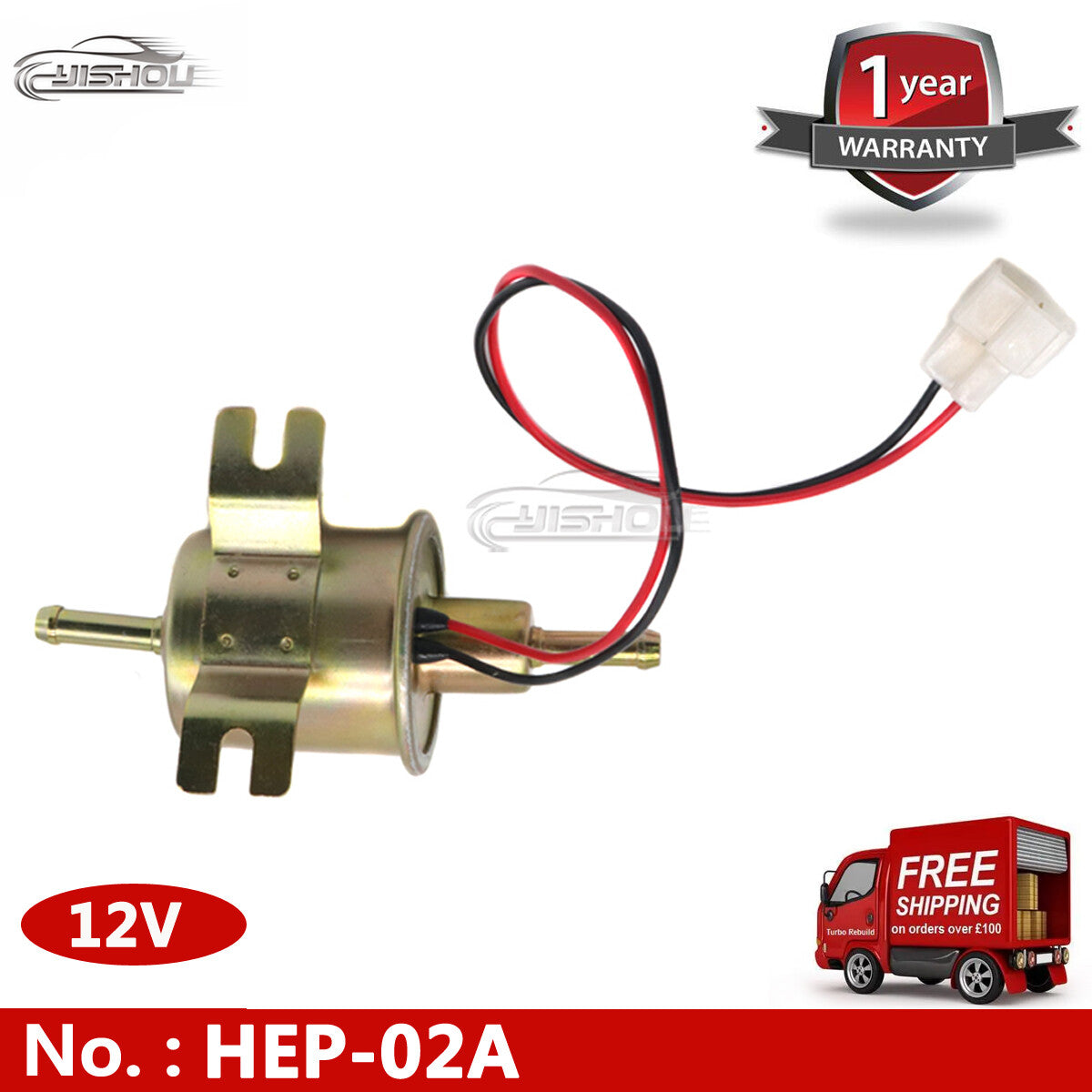 HEP-02A Inline Fuel Pump 12V Electric Low-Pressure Gas/Diesel Fuel Pump
