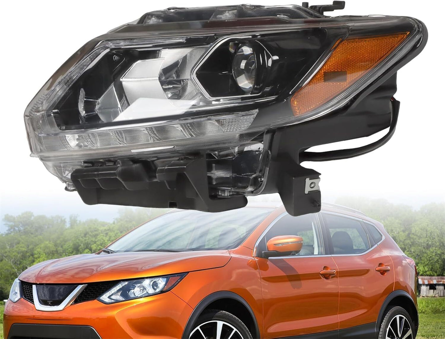LH driver's club, left LED headlight, chrome alloy trim, suitable for 2014, 2015, and 2016 for Nissan Rogue 26060-4BA5A