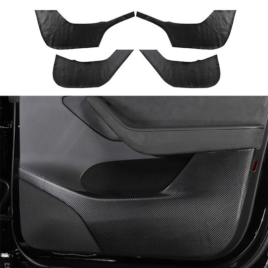 Carbon Fiber PU Inner Door Anti-Kick Panel Cover trim for Tesla for Model Y 2020-23