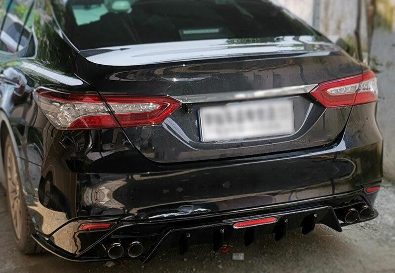 Black Rear Bumper Diffuser Lip Spoiler With Lights for Toyota for Camry 2018-2022