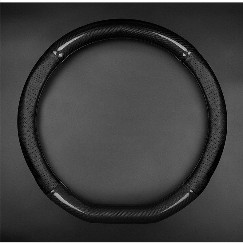 for Kia K5 2021-2023 Carbon Fiber Leather Steering Wheel Cover D-shape Antiskid