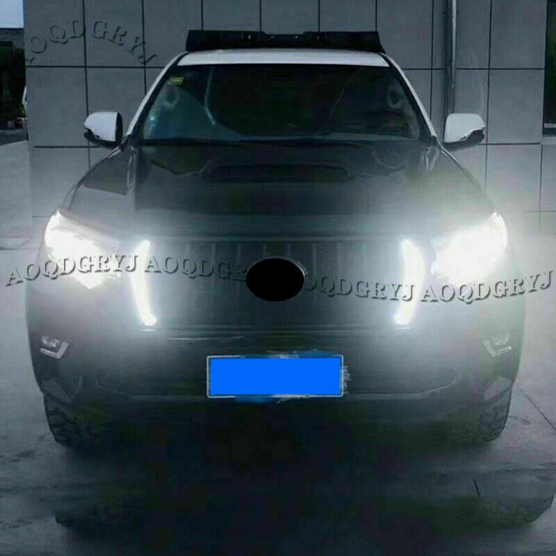 Black Front Bumper Grilles for Toyota for Land Cruiser Prado 2018-2021 W/ LED Trim