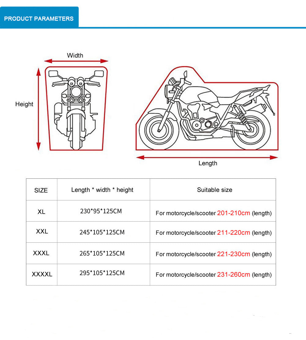 Motorcycle Cover Waterproof UV Outdoor Rain Dust Sun Scooter Protector 4XL