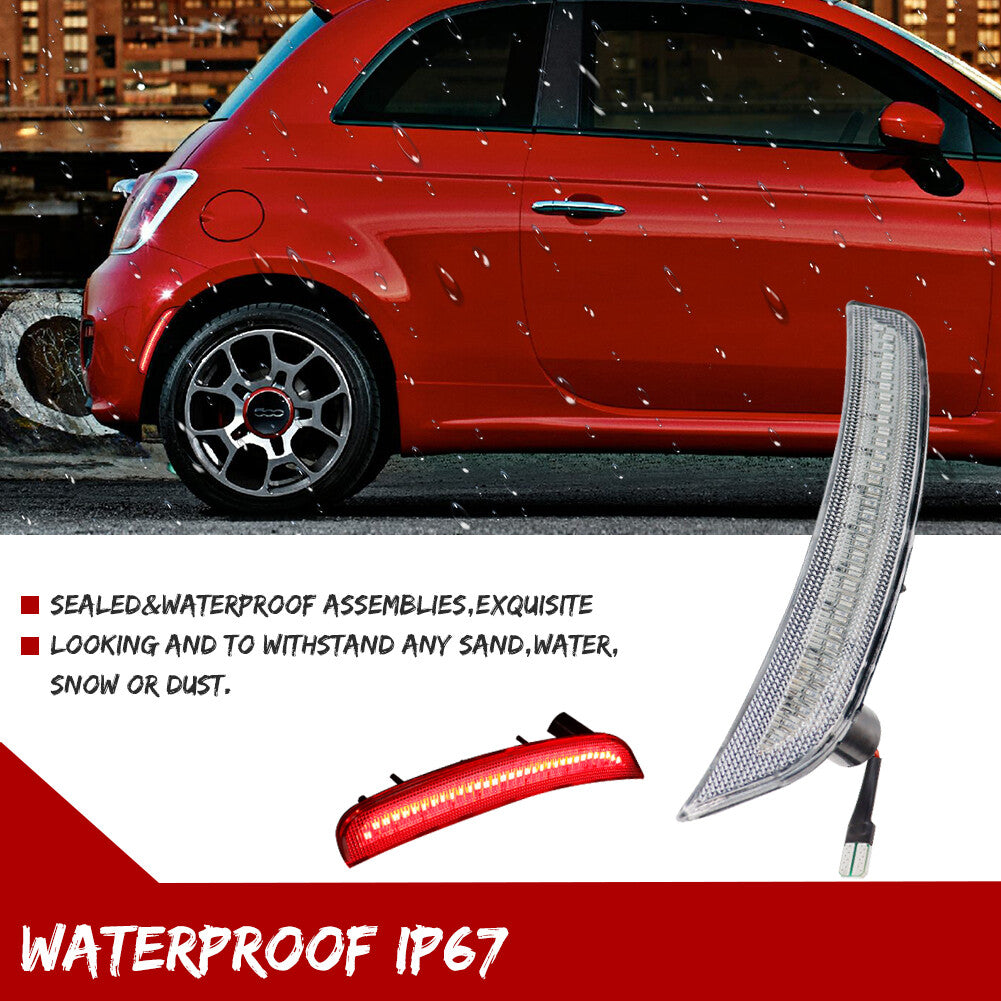 Red LED transparent lens rear fender side marker light for Fiat 500 Pop Lounge - 12-17
