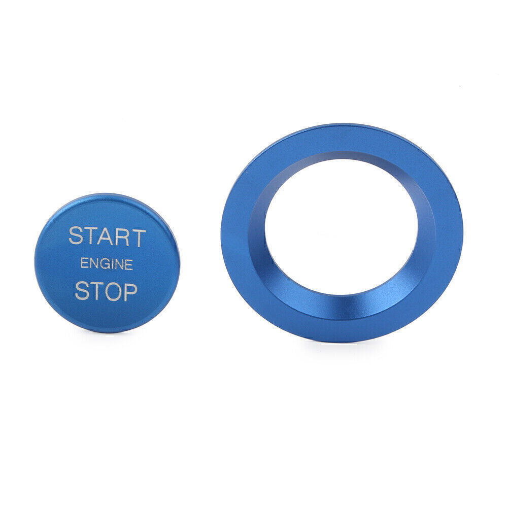 Blue Keyless Engine Push Start Button w/ Ring for Land Rover for Jaguar Ignition