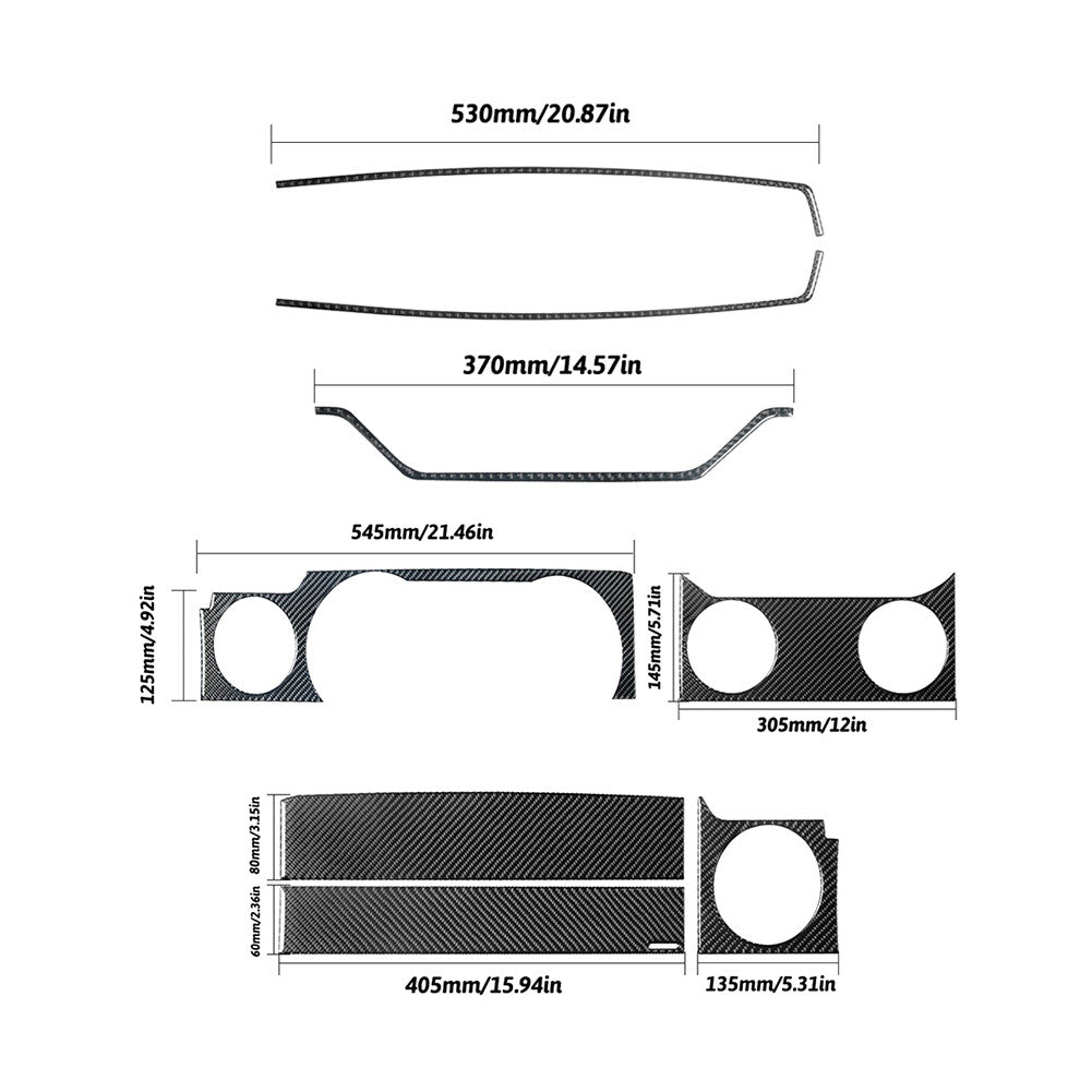 8Pcs Carbon Fiber Interior Console Panel Cover Trim for Ford for Mustang 2005-2009