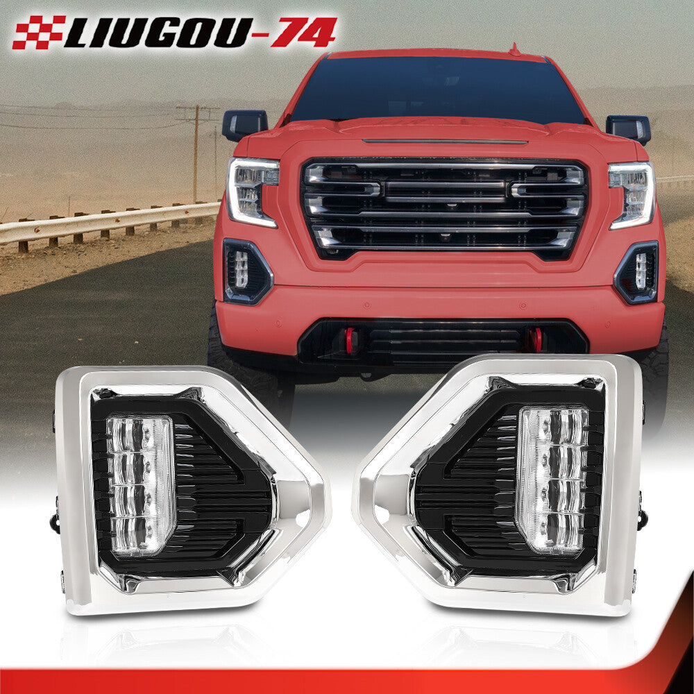 Fog light with wiring and chrome bezel fits 19-21 for GMC for Sierra 1500 Denali LED