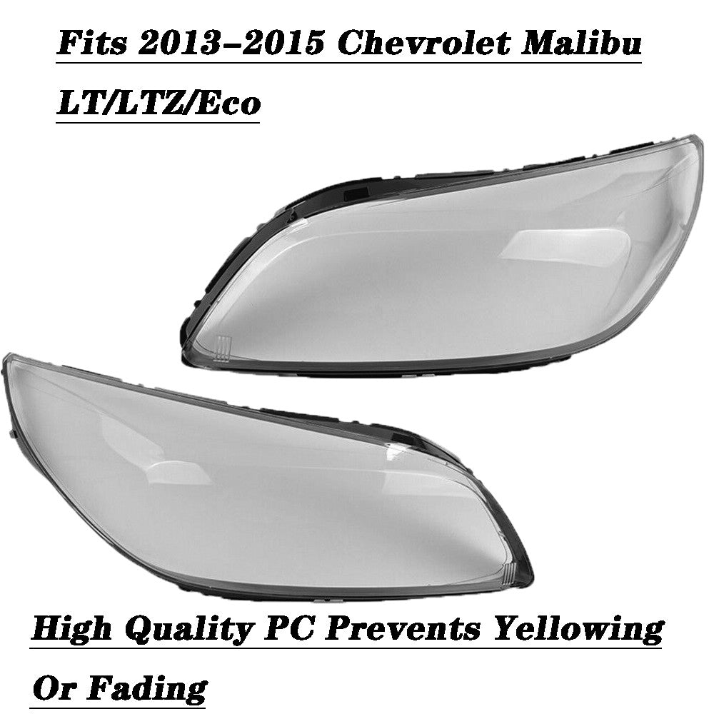 2-Piece Headlight Lens Cover for 2013-2015 for Chevrolet Malibu LT LTZ Transparent