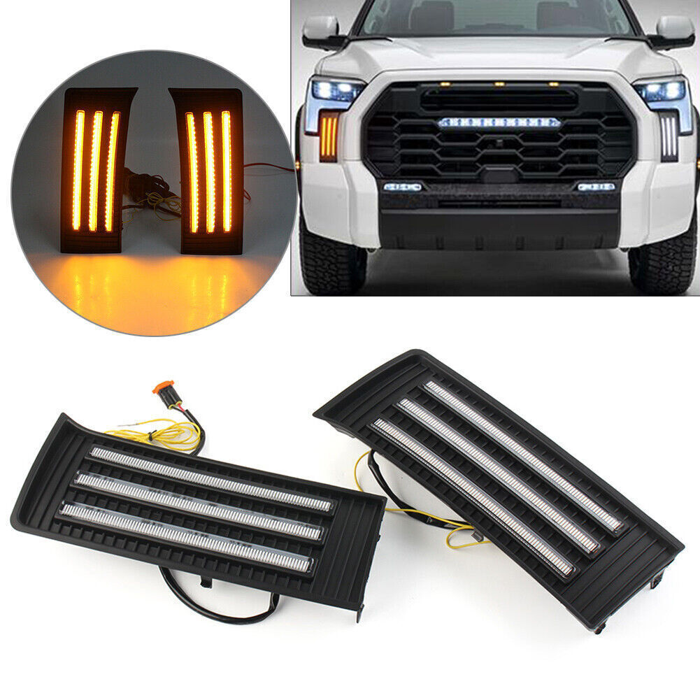 LED DRL Daytime Running Lights Turn Signals Fog Lamp for Toyota Tundra 2022-2023