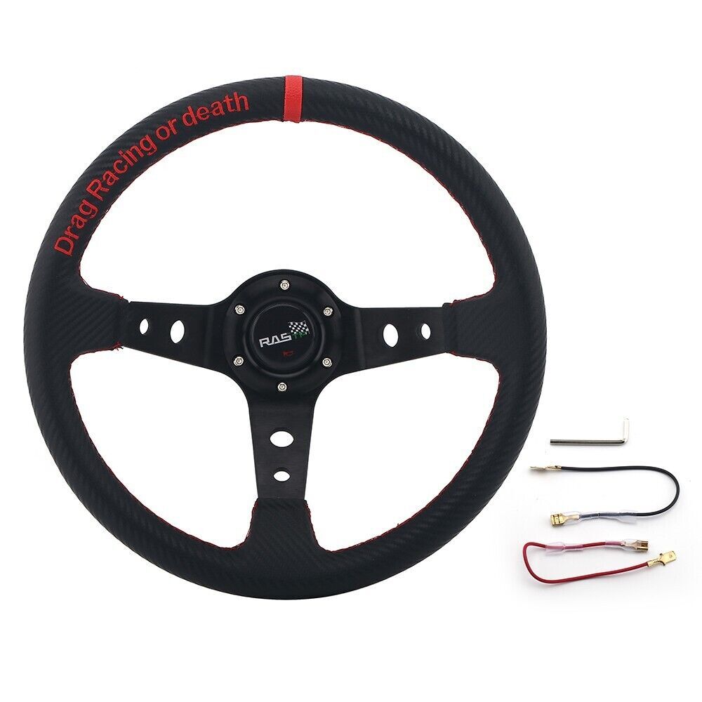 14 Racing Car Aluminum Steering Wheel+ 6 Hole Quick Release Hub Adapter
