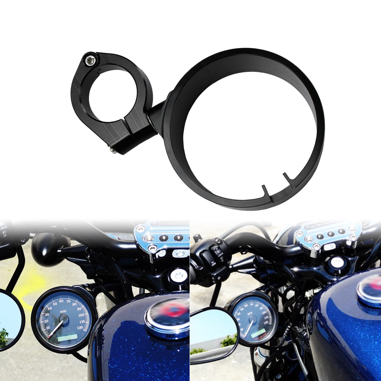 Black Side Speedometer Relocation Mount Bracket Kit for Harley Dyna Sportster