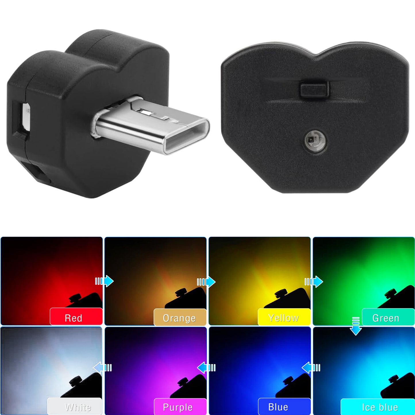 for Mini TYPE-C LED Car Light Ambient Night Light Auto Interior Atmosphere Emergency