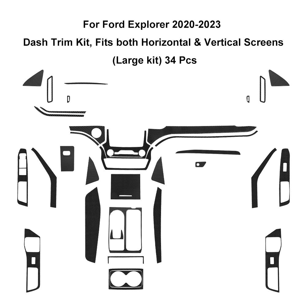 34X Carbon Fiber Interior Full Sets Cover Trim Kit for Ford Explorer 2020-2023