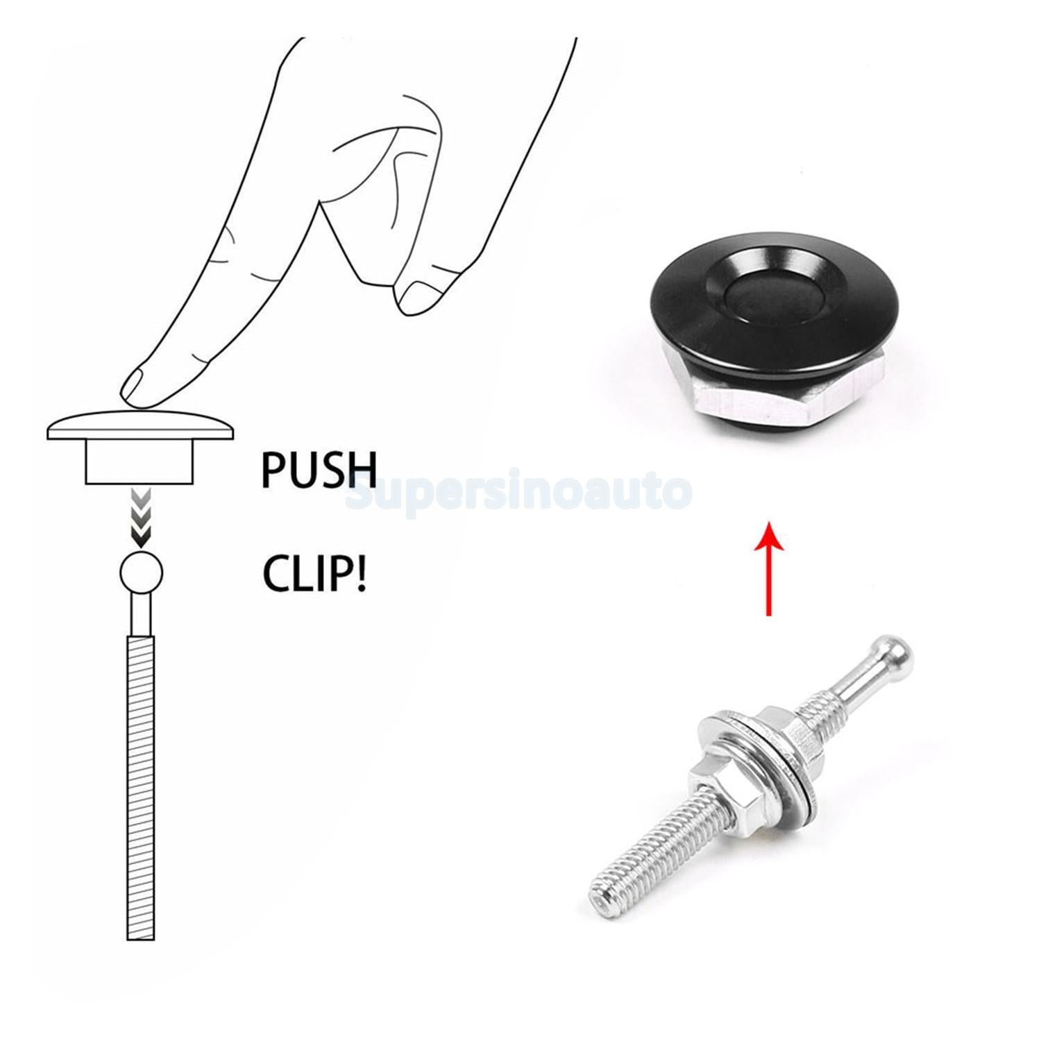 2PC Aluminum Bumper Quick Release Fastener for Car Trunk Fender Hatch Lid Black