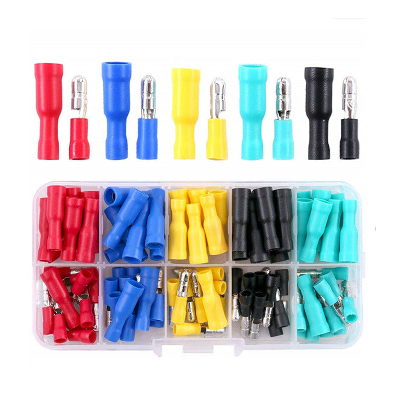 Bullet Butt Connectors 100x Assorted Insulated Female  Male Crimp Wire Terminal