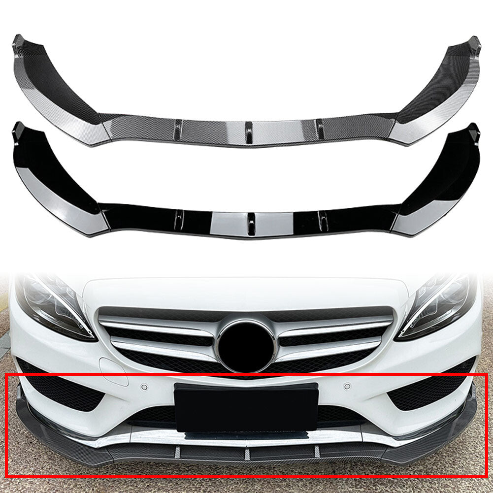 Front Bumper Lip Splitter Spoiler Body Kit for Mercedes-Benz C Class 15-18
