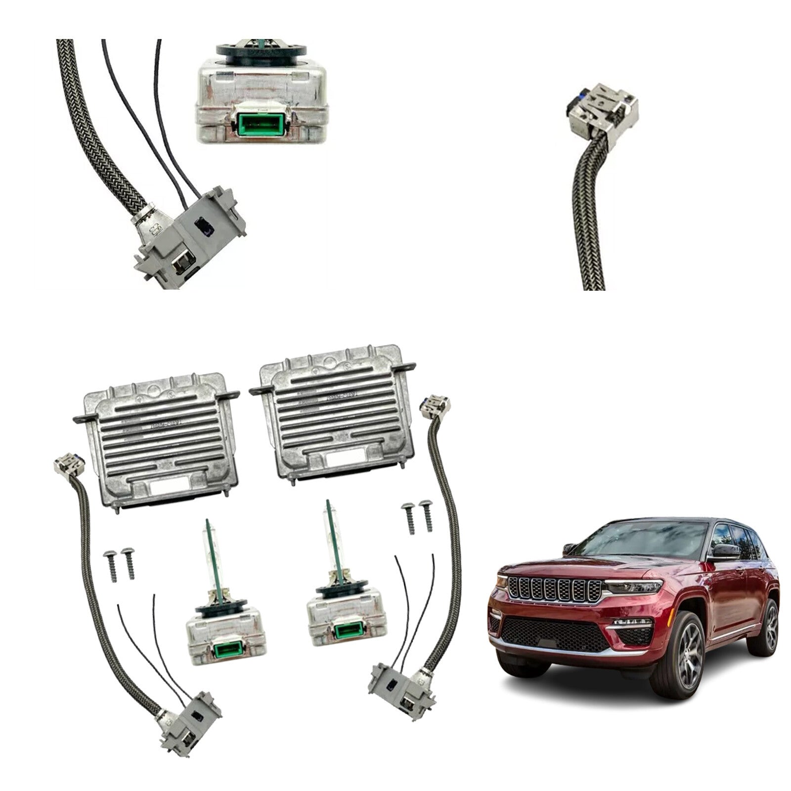 2 Original Equipment Manufacturer (OEM) 14-20 for Jeep Grand Cherokee Xenon Ballast and D3S Bulb Wiring Kit Control Unit