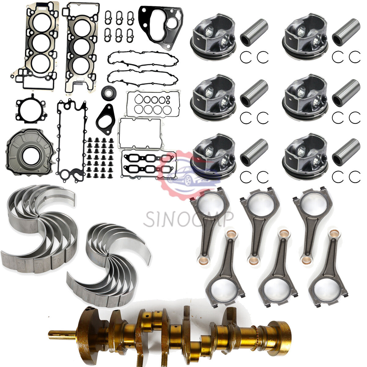 AJ126 Engine Rebuild Kit Crankshaft Piston Rings Connecting Rod for Jaguar Land