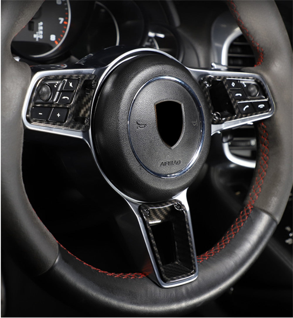 for Porsche for Panamera 2017+ for Cayenne 2018+ Steering Wheel Button Cover ABS Carbon