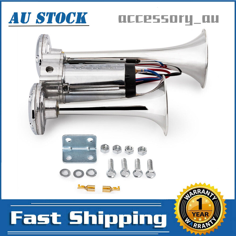 Dual Trumpet 600DB 12V Car Air Horn Dual Tone Boat Lorry Truck Train Speaker