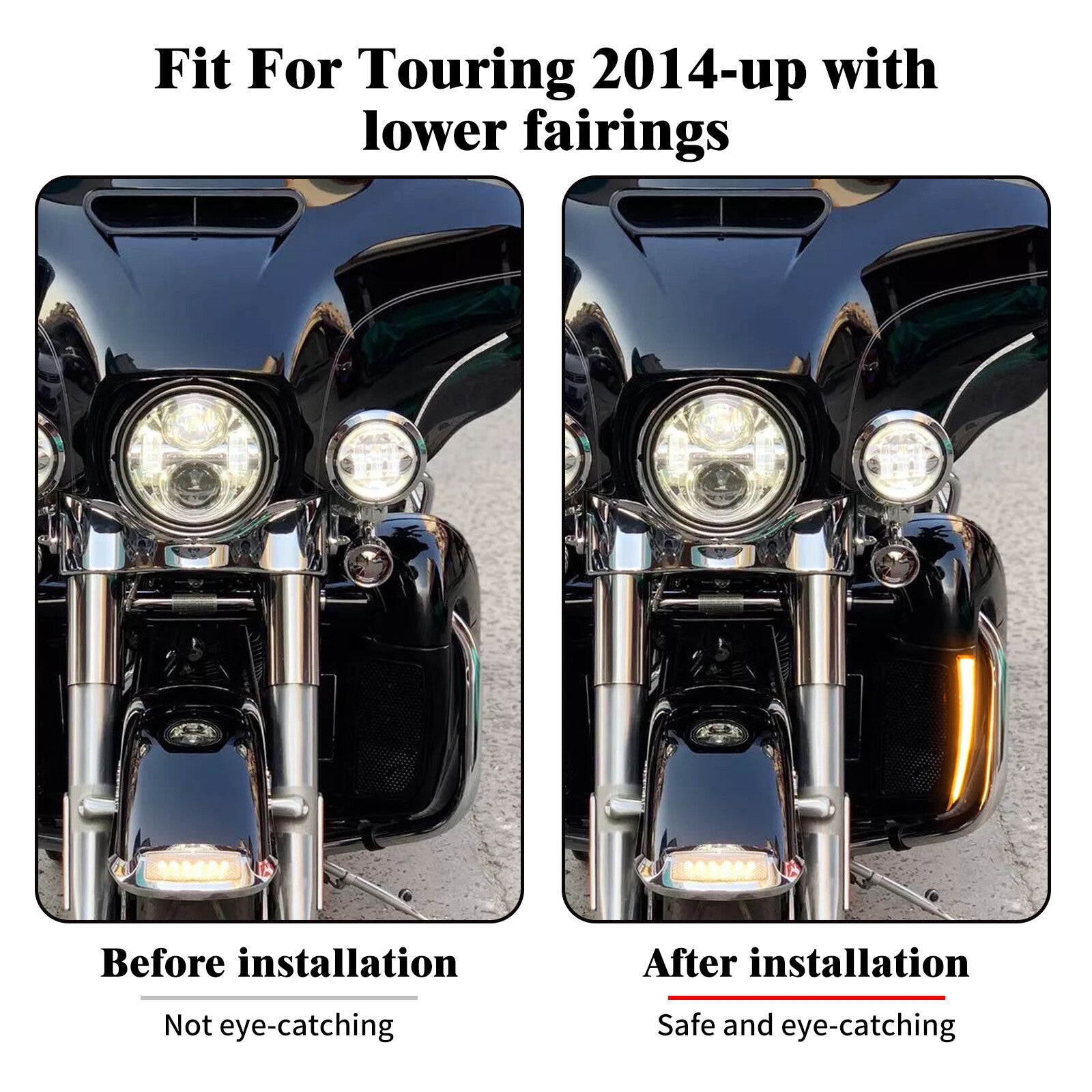 Lower Fairing LED w/ Smoke Lens Turn Signal Light Fits for Harley Touring 14-23