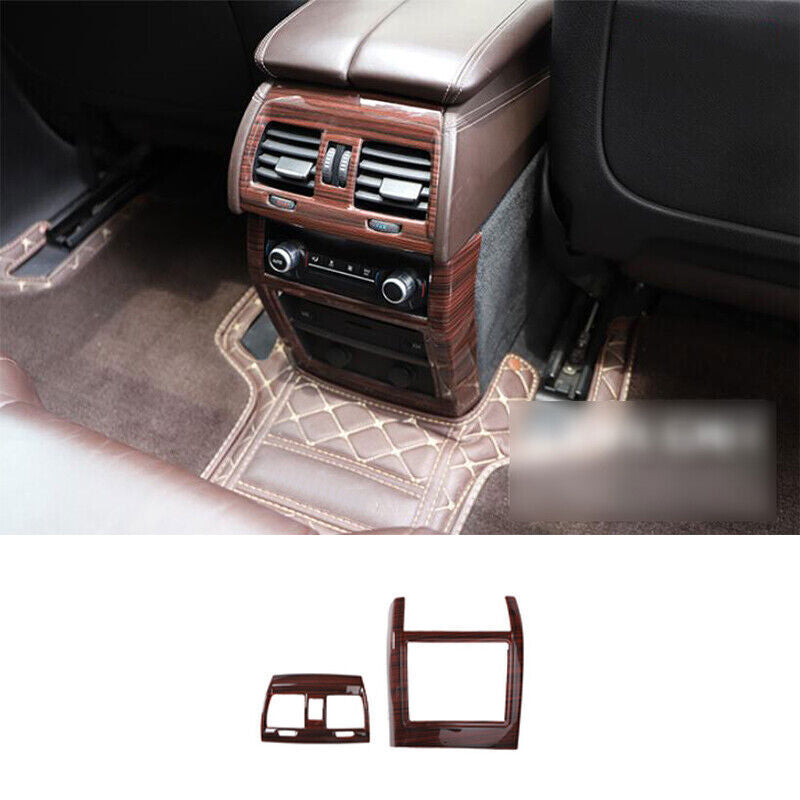 Fit for BMW X5 F15 2014-18 Red Wood Grain Back Row Air Outlet Vent Cover Trim 2P