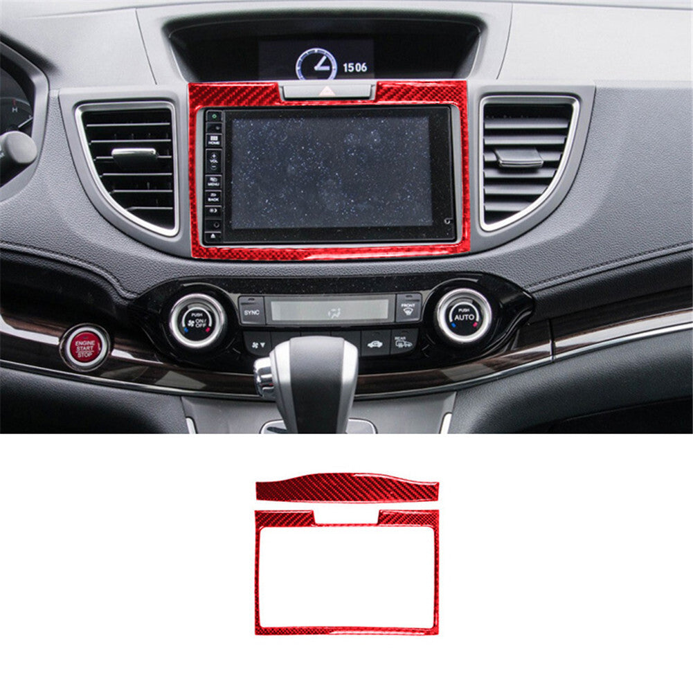 Red Carbon Fiber Radio Player Frame Cover Trim for Honda CRV CR-V 2015-16 Type A