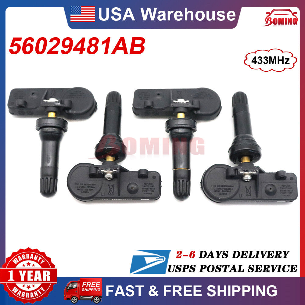 TPMS Tire Pressure Sensor Monitoring 4PCS 433MHz for Dodge for Ram for Jeep 56029481AB