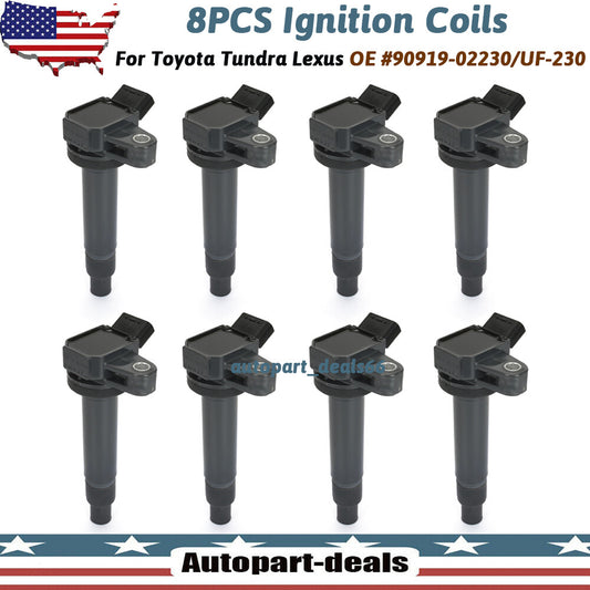 8PCS Ignition Coil for Toyota Tundra 2001-2009 4.7L V8 for Lexus 90919-02230 UF230