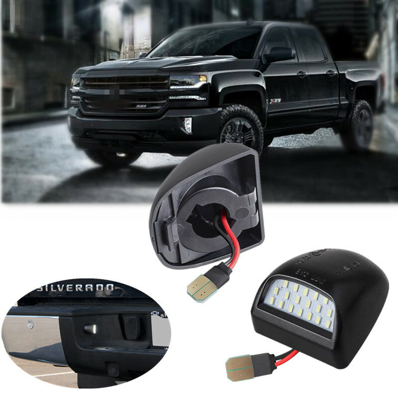 2Pc White 6000K 18 LED Car License Plate Lights Lamp For Silverado Avalanche