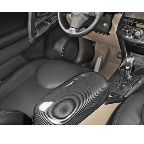 Carbon Fiber ABS Car Center Armrest Box Cover Trim Fit for Toyota RAV4 2006-2012