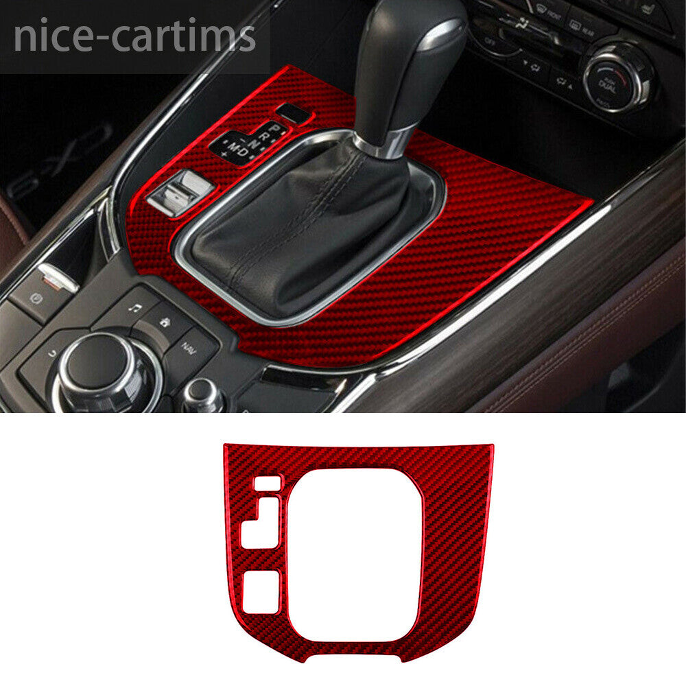 Red Carbon Fiber Central Control Gear Shift Panel Cover for Mazda CX-9 2016-2022